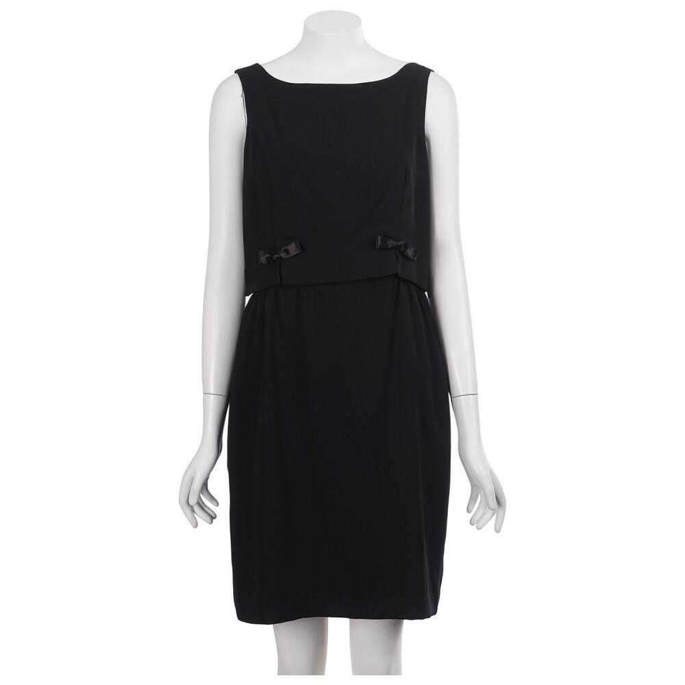 NWT A-list BY WRAPPER Sheath Dress 9 Black Bows Sleeveless 90s Does 60s Mod